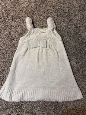 Crazy 8 Cream Knit Bow-Front Fuzzy Strap Dress